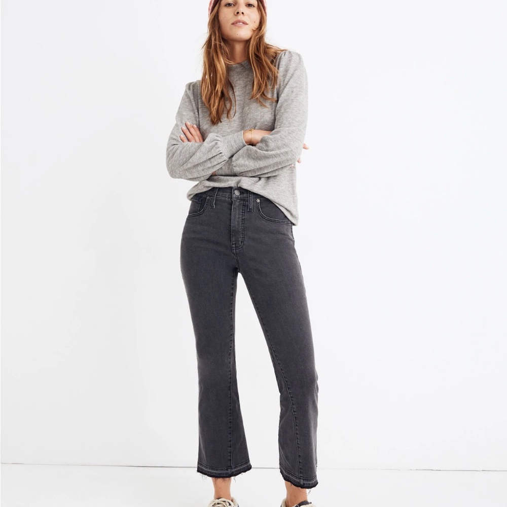 Madewell Cali Demi Boot Jeans Size 27T Black Stretch Denim Bootcut High Rise